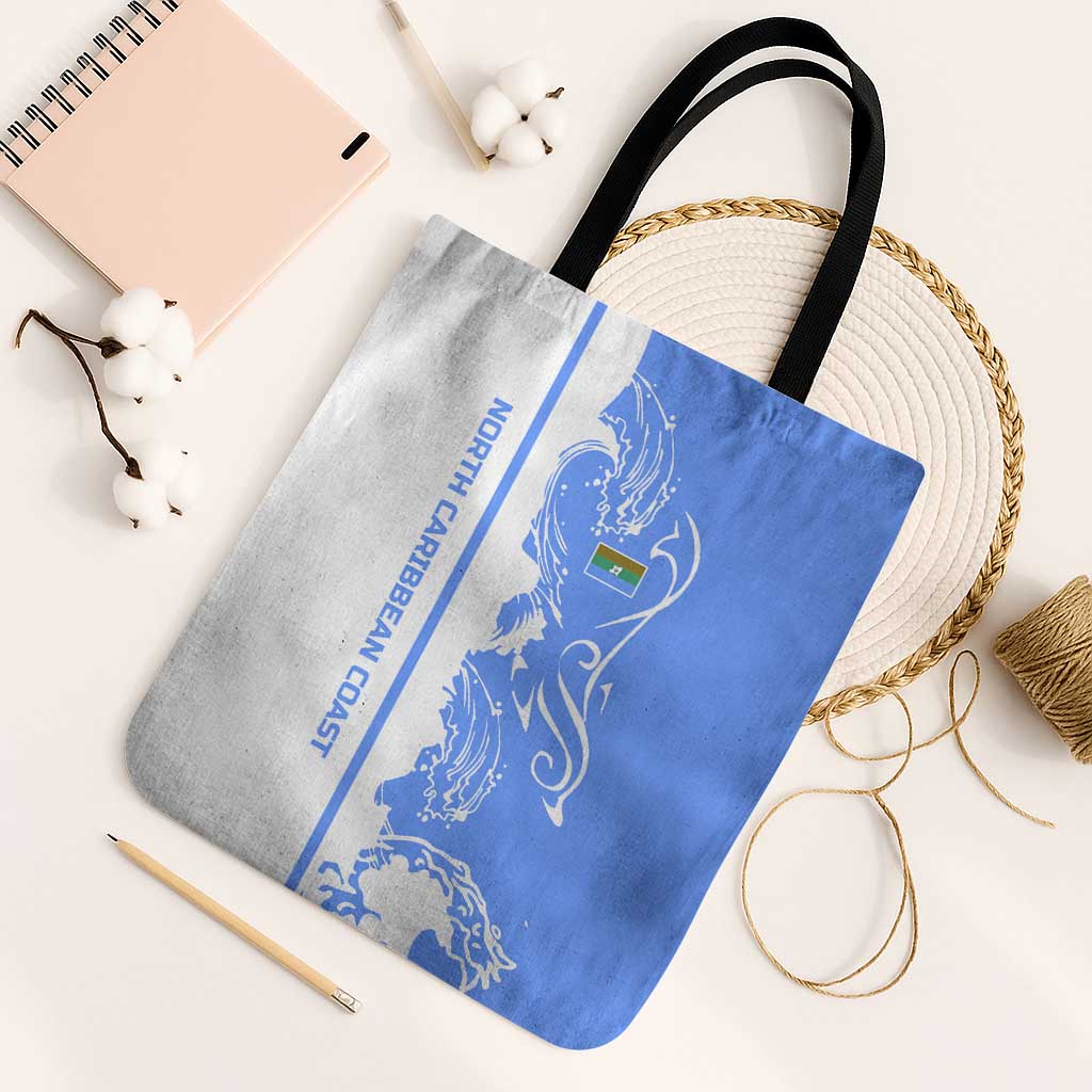 Nicaragua North Caribbean Coast Tote Bag with Ocean Wave Pattern and Dance with the Waves - Wonder Print Shop