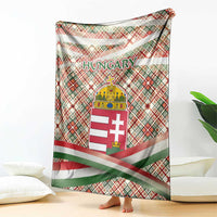 Hungary Christmas Blanket with Red Green Plaid Pattern Crown and Double Cross Motif - Wonder Print Shop
