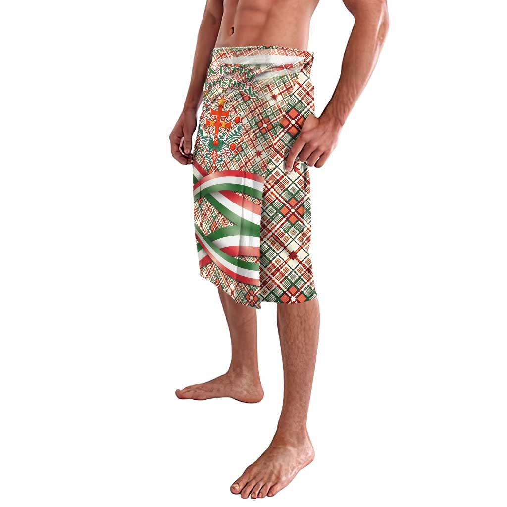 Hungary Christmas Lavalava with Red Green Plaid Pattern Crown and Double Cross Motif - Wonder Print Shop