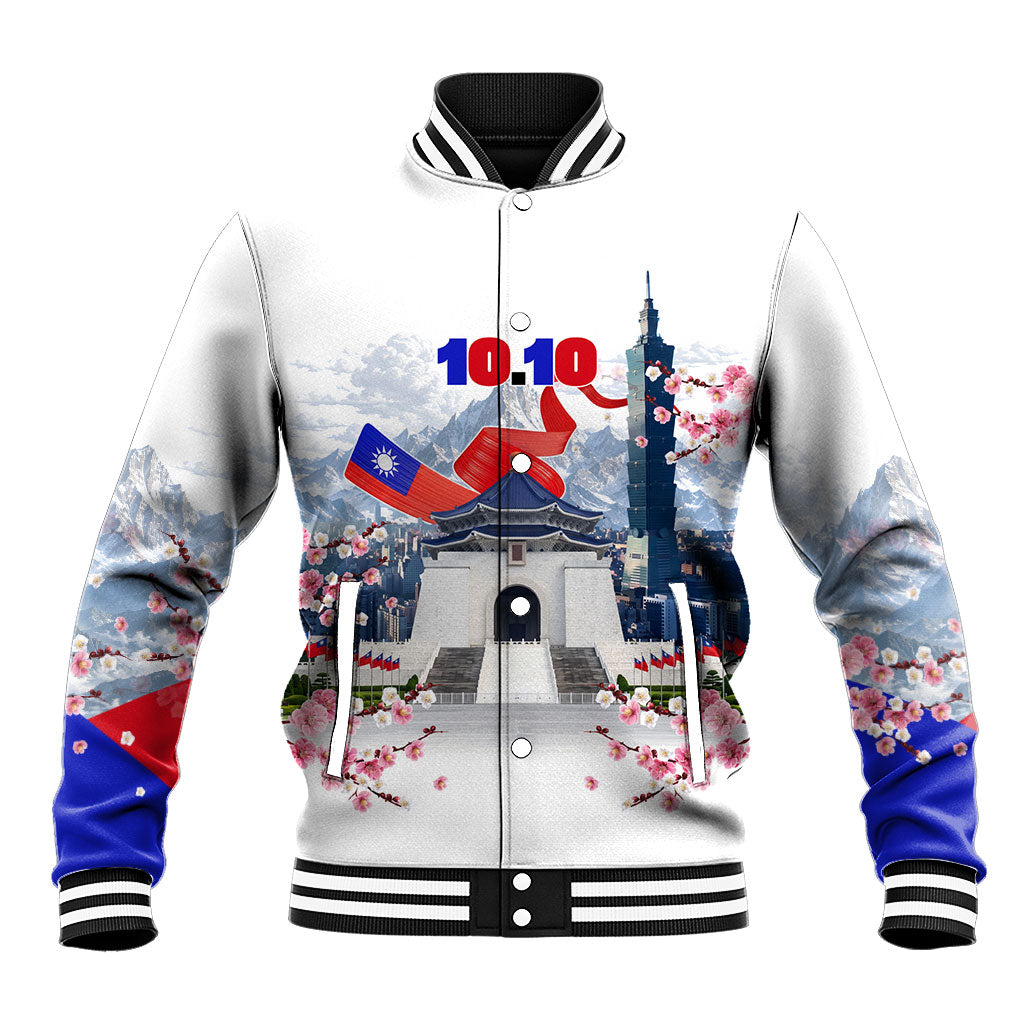 Taiwan National Day Baseball Jacket Double Ten Day Taipei Landmarks Flag Art