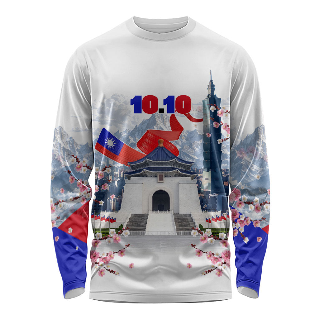 Taiwan National Day Long Sleeve Shirt Double Ten Day Taipei Landmarks Flag Art