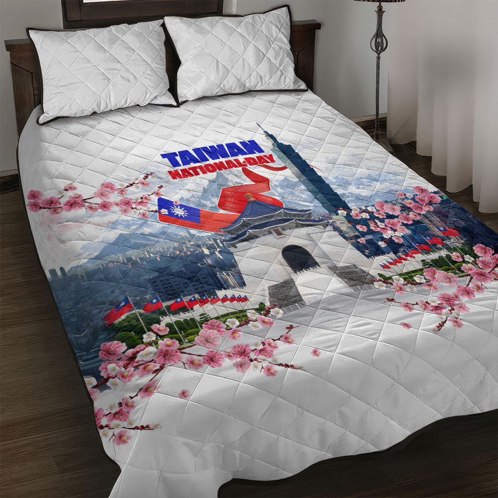 Taiwan National Day Quilt Bed Set Double Ten Day Taipei Landmarks Flag Art