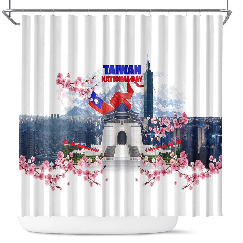 Taiwan National Day Shower Curtain Double Ten Day Taipei Landmarks Flag Art