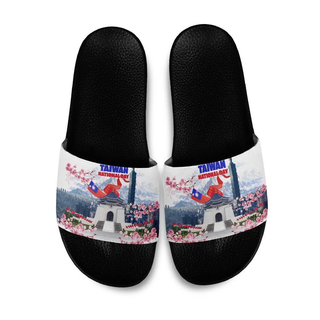 Taiwan National Day Slide Sandals Double Ten Day Taipei Landmarks Flag Art