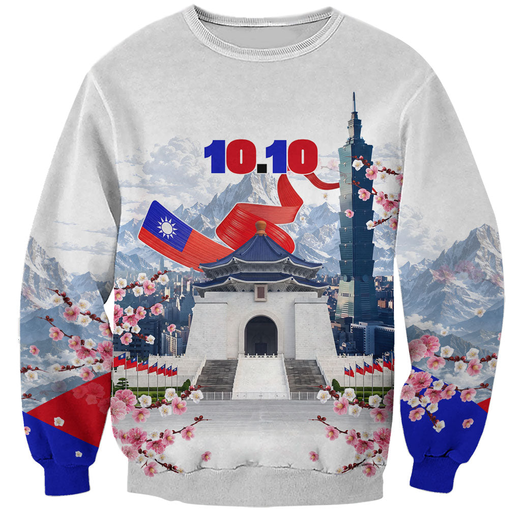Taiwan National Day Sweatshirt Double Ten Day Taipei Landmarks Flag Art