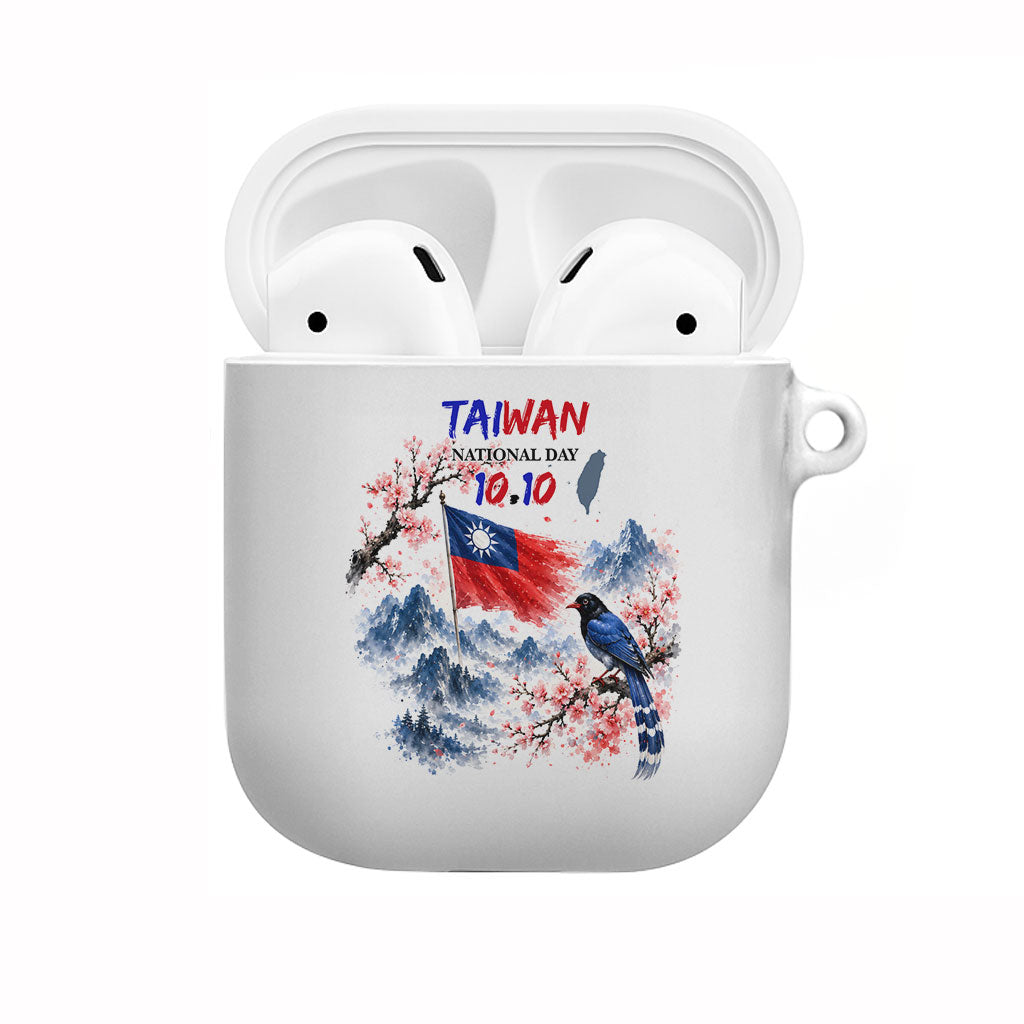 Taiwan National Day Formosan Black Bear AirPods Case Double Ten Day Watercolor Landmarks Art