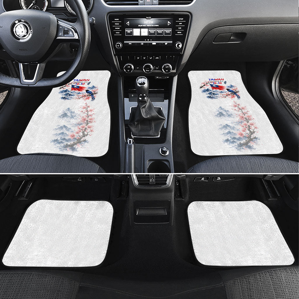 Taiwan National Day Formosan Black Bear Car Mats Double Ten Day Watercolor Landmarks Art