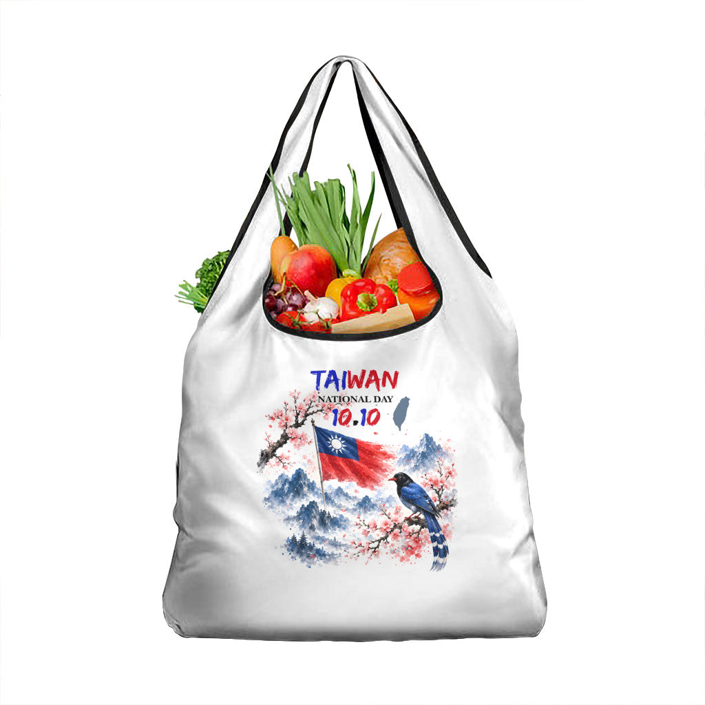Taiwan National Day Formosan Black Bear Grocery Bag Double Ten Day Watercolor Landmarks Art
