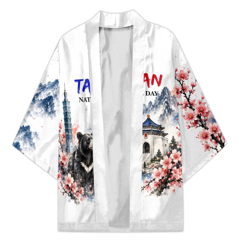 Taiwan National Day Formosan Black Bear Kimono Double Ten Day Watercolor Landmarks Art