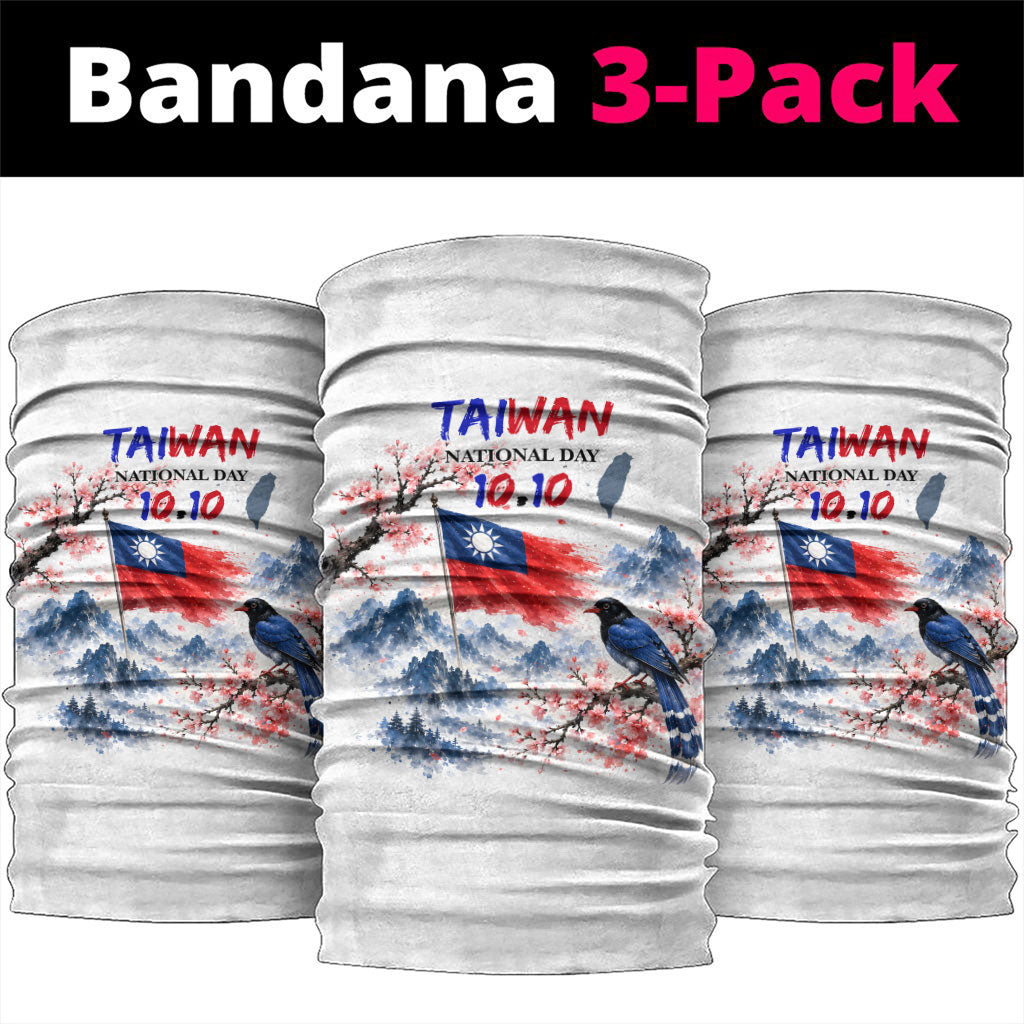 Taiwan National Day Formosan Black Bear Neck Gaiter Double Ten Day Watercolor Landmarks Art