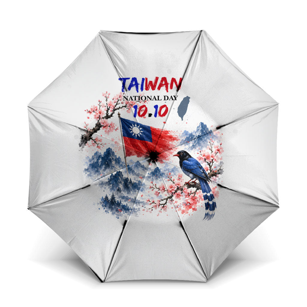 Taiwan National Day Formosan Black Bear Umbrella Double Ten Day Watercolor Landmarks Art