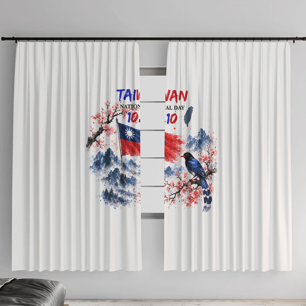 Taiwan National Day Formosan Black Bear Window Curtain Double Ten Day Watercolor Landmarks Art