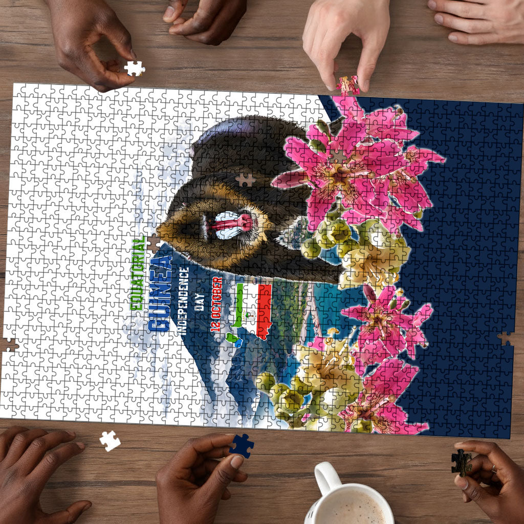 Equatorial Guinea Independence Day Mandrill Puzzle Patriotic Floral African Pride Map