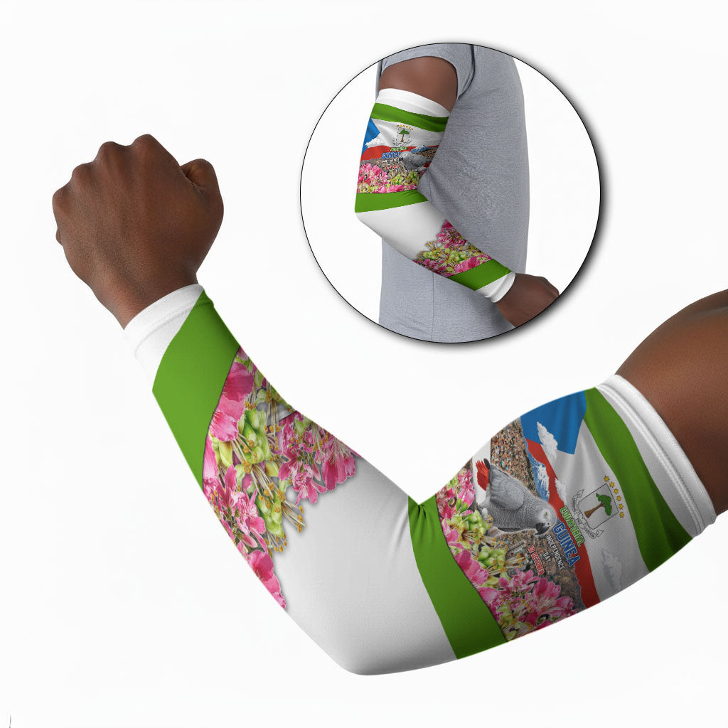 Equatorial Guinea Independence Day Parrot Arm Sleeves Patriotic Flag Coat Of Arms Tropical Floral