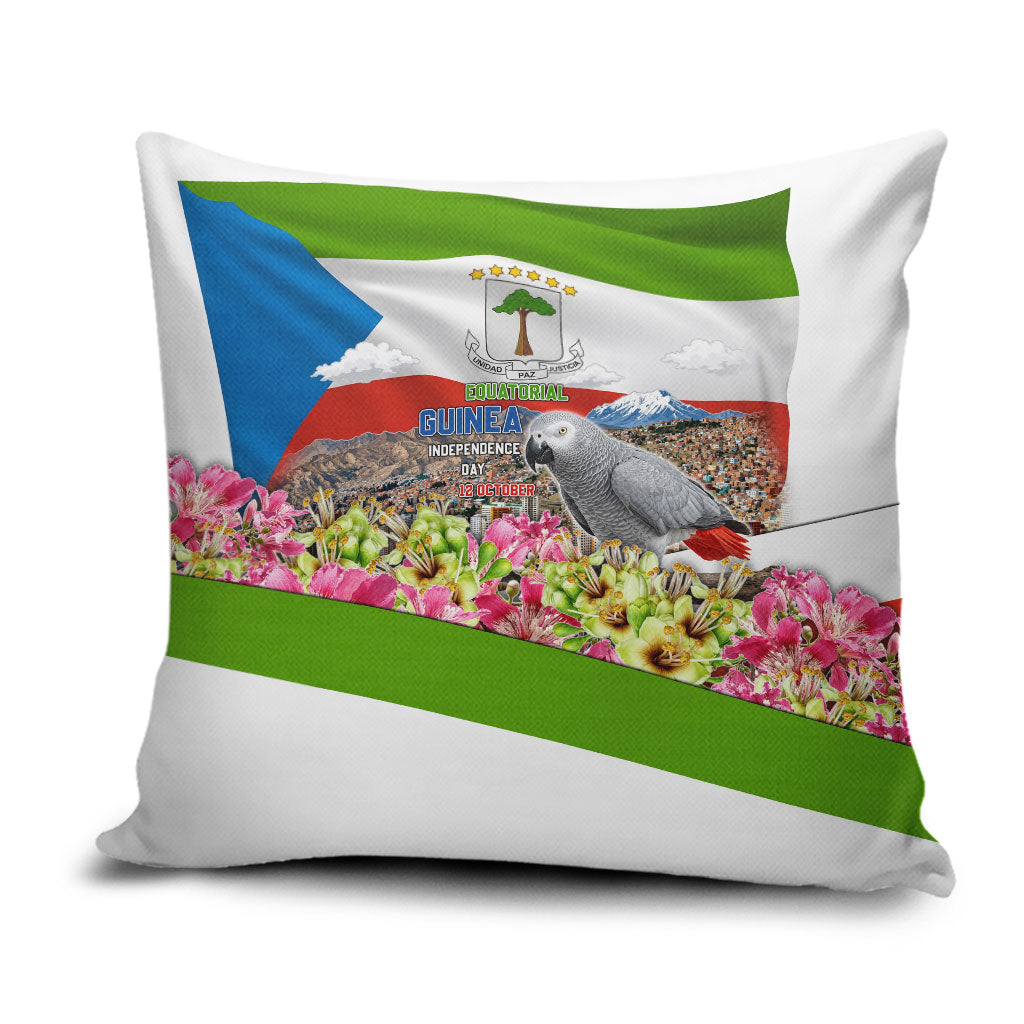 Equatorial Guinea Independence Day Parrot Pillow Cover Patriotic Flag Coat Of Arms Tropical Floral