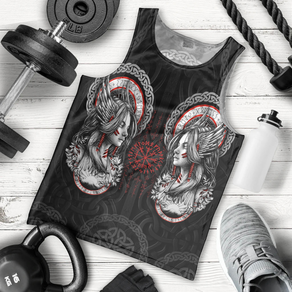 Viking Shieldmaiden Men Tank Top with Viking Compass Vegvisir - Wonder Print Shop