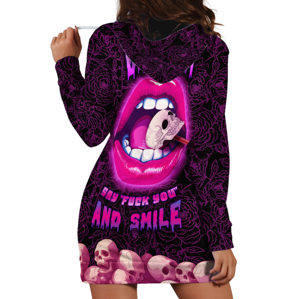 Skull Hoodie Dress Don't Cry Say Fuck You And Smile - Wonder Print Shop