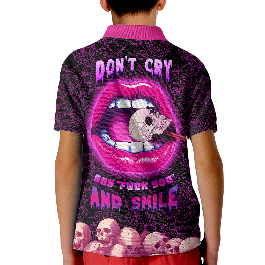 Skull Kid Polo Shirt Don't Cry Say Fuck You And Smile - Wonder Print Shop