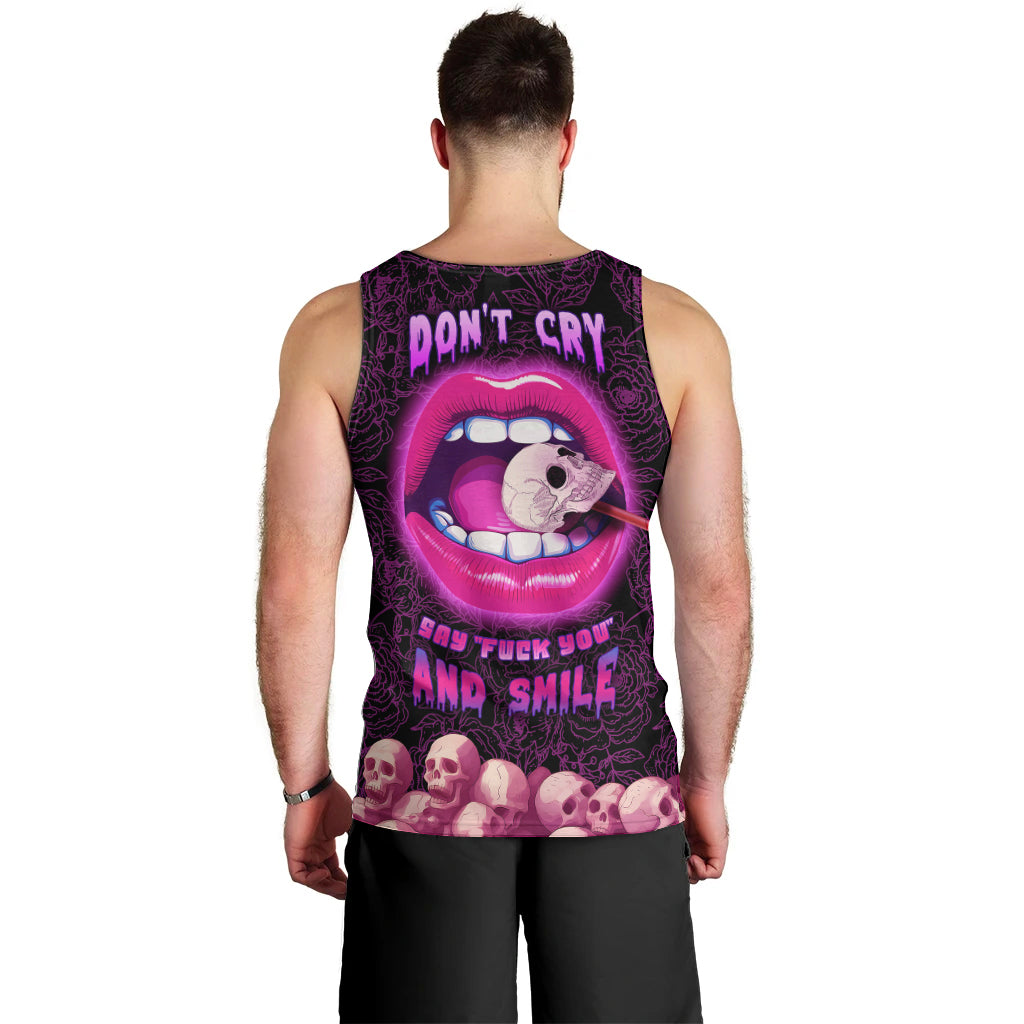 Skull Men Tank Top Don't Cry Say Fuck You And Smile - Wonder Print Shop