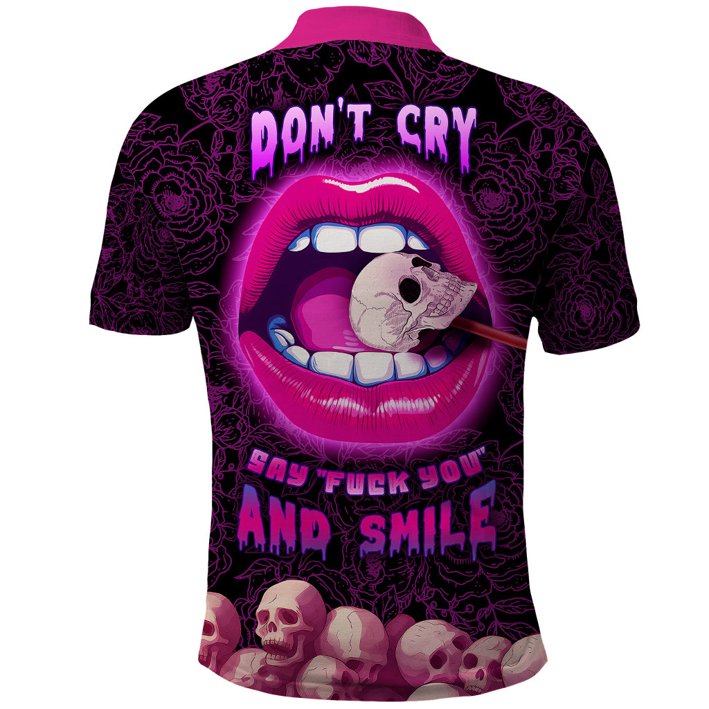 Skull Polo Shirt Don't Cry Say Fuck You And Smile - Wonder Print Shop