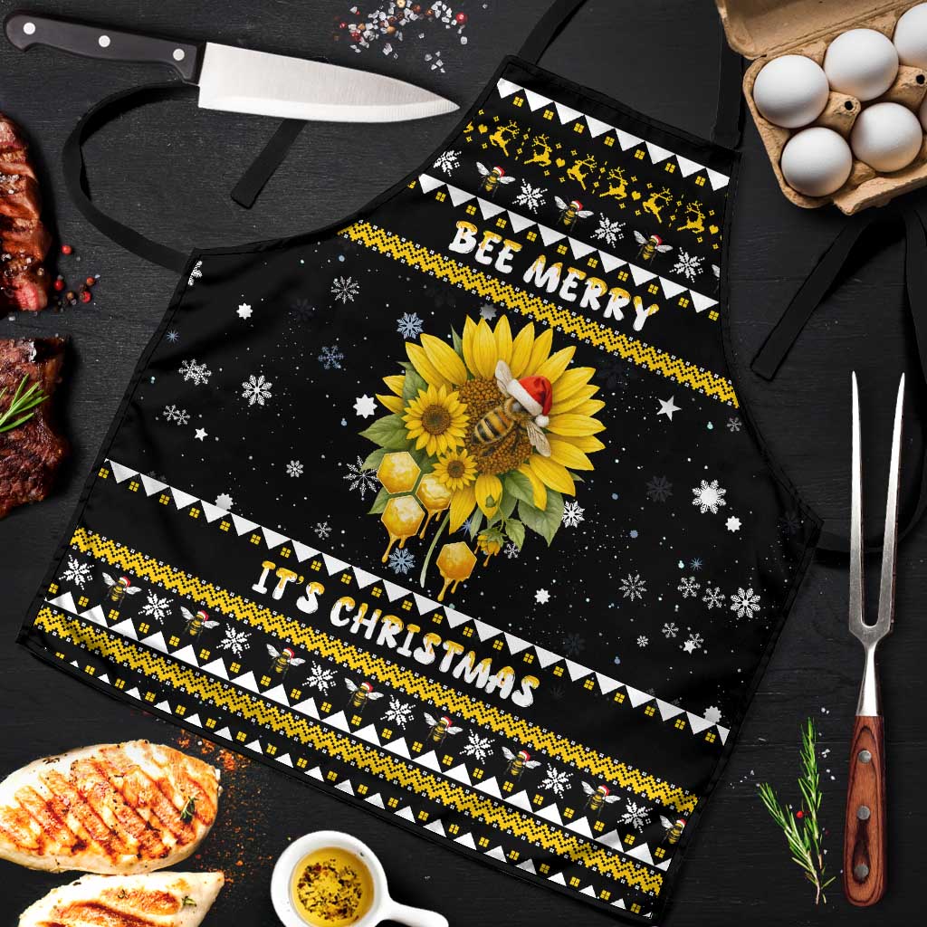 Bee Merry Its Time Christmas Apron Xmas Holiday Patterns - Wonder Print Shop