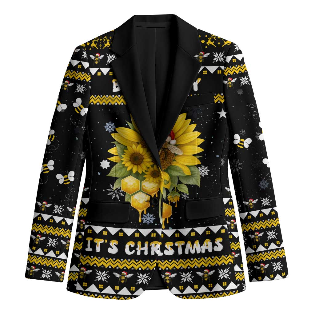 Bee Merry Its Time Christmas Blazer Xmas Holiday Patterns - Wonder Print Shop