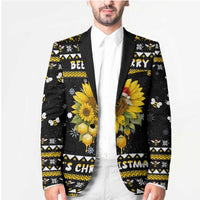 Bee Merry Its Time Christmas Blazer Xmas Holiday Patterns - Wonder Print Shop