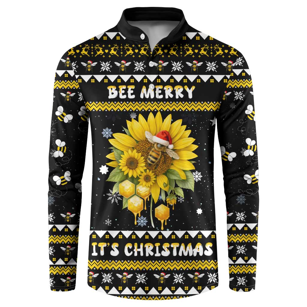 Bee Merry Its Time Christmas Button Sweatshirt Xmas Holiday Patterns - Wonder Print Shop