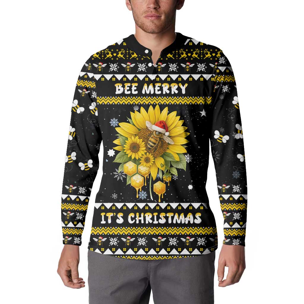 Bee Merry Its Time Christmas Button Sweatshirt Xmas Holiday Patterns - Wonder Print Shop