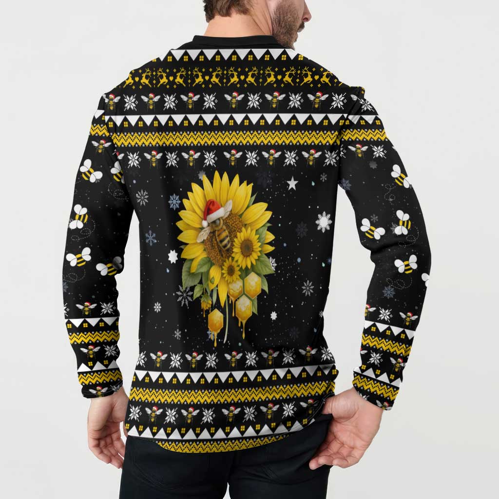 Bee Merry Its Time Christmas Button Sweatshirt Xmas Holiday Patterns - Wonder Print Shop