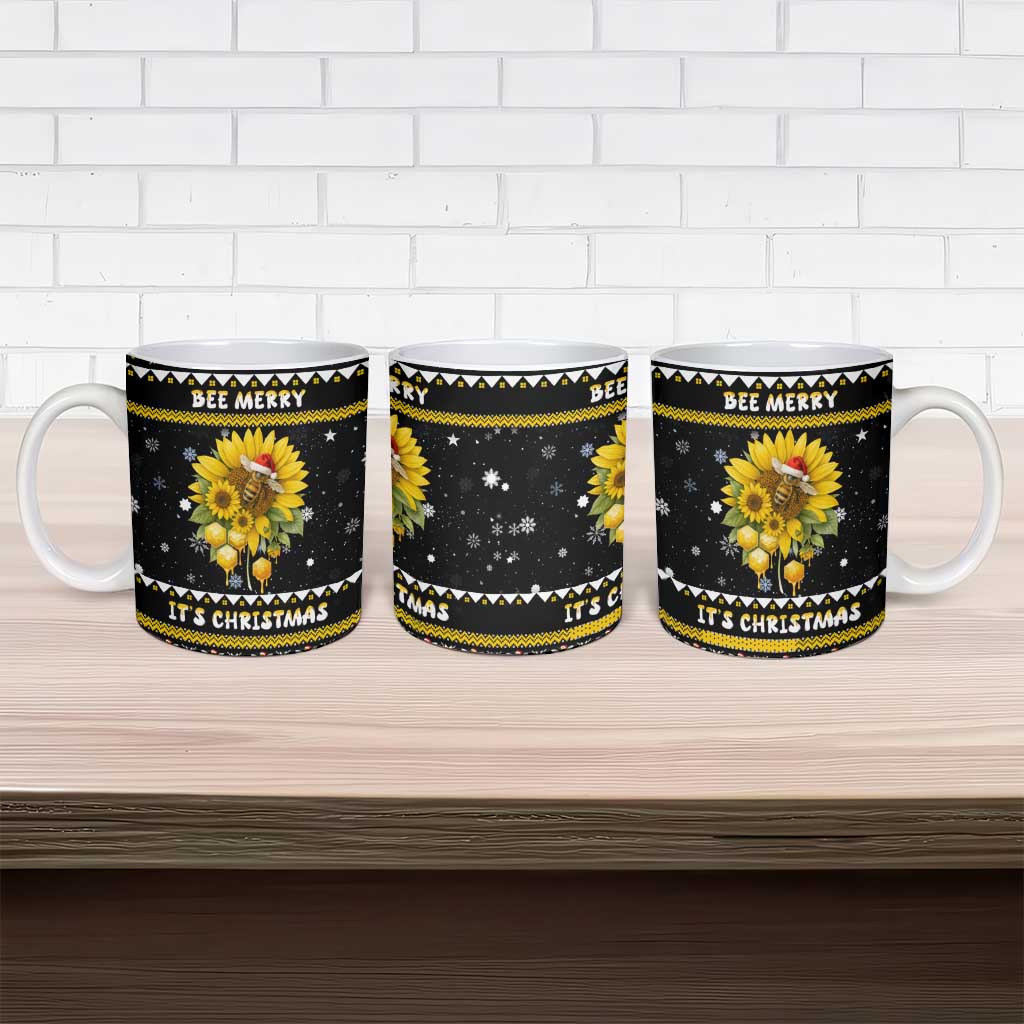Bee Merry Its Time Christmas Ceramic Mug Xmas Holiday Patterns - Wonder Print Shop