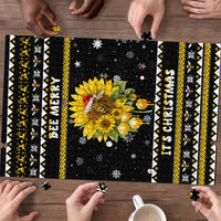 Bee Merry Its Time Christmas Puzzle Xmas Holiday Patterns - Wonder Print Shop