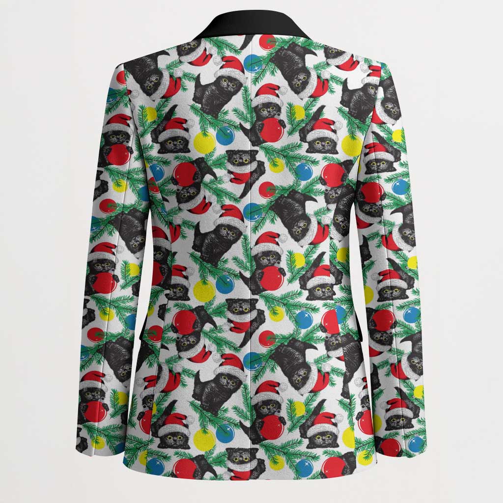 Black Cat Christmas Christmas Blazer Xmas Holiday Patterns - Wonder Print Shop