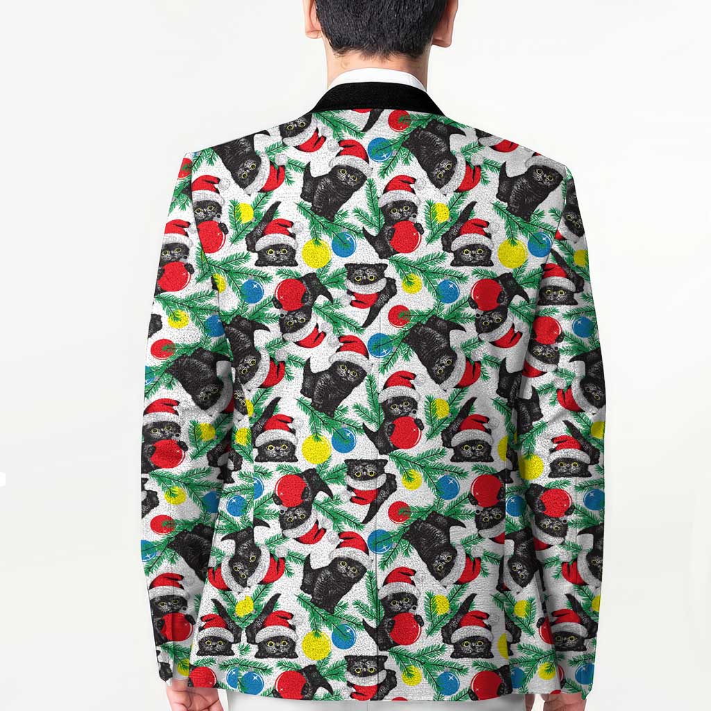 Black Cat Christmas Christmas Blazer Xmas Holiday Patterns - Wonder Print Shop
