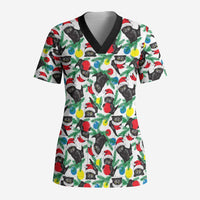 Black Cat Christmas Christmas Scrub Top Xmas Holiday Patterns - Wonder Print Shop