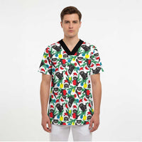 Black Cat Christmas Christmas Scrub Top Xmas Holiday Patterns - Wonder Print Shop