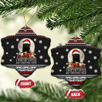 Black Cat Run On Coffee Ceramic Ornament Xmas Holiday Patterns - Wonder Print Shop