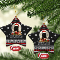 Black Cat Run On Coffee Ceramic Ornament Xmas Holiday Patterns - Wonder Print Shop