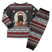 Black Cat Run On Coffee Christmas Pajama Set Xmas Holiday Patterns - Wonder Print Shop