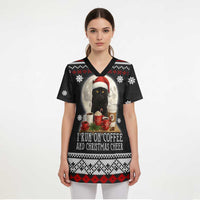 Black Cat Run On Coffee Scrub Top Xmas Holiday Patterns - Wonder Print Shop