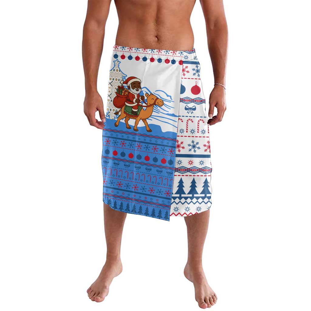Somalia Christmas Lavalava with Santa on Camel Christmas Tree Ornaments Candy Canes and Snowflake - Wonder Print Shop