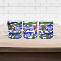 Gambia Christmas Ceramic Mug with Santa Birds Gift Boxes Forest Scene and Snowflake Pattern Design - Wonder Print Shop