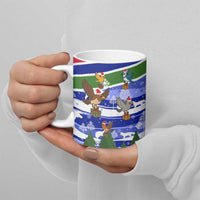 Gambia Christmas Ceramic Mug with Santa Birds Gift Boxes Forest Scene and Snowflake Pattern Design - Wonder Print Shop