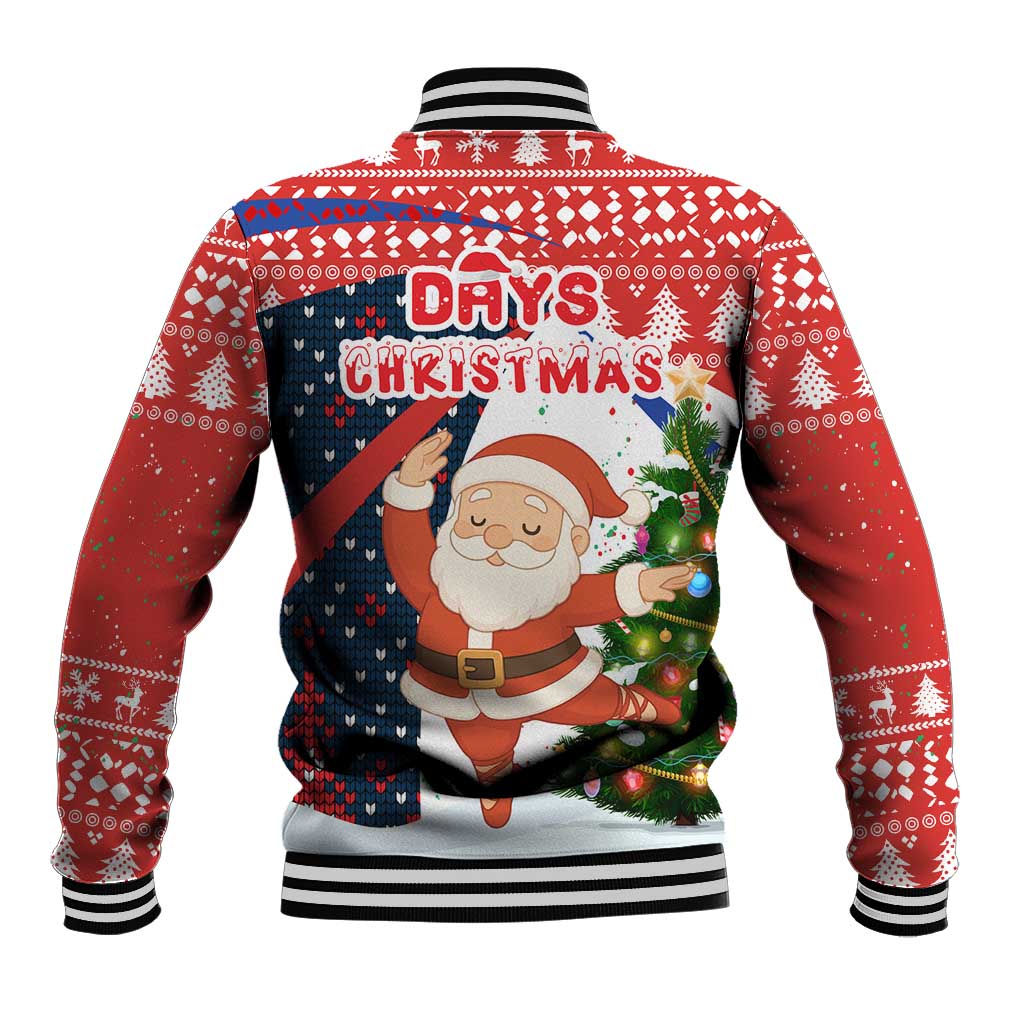 Russia Christmas Baseball Jacket with Dancing Santa Christmas Tree Lights and Red Snowflake - Wonder Print Shop
