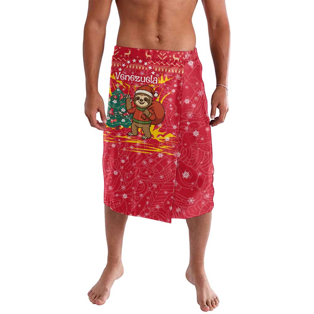 Venezuela Christmas Lavalava with Santa Sloth Christmas Tree Stars and Red Festive - Wonder Print Shop