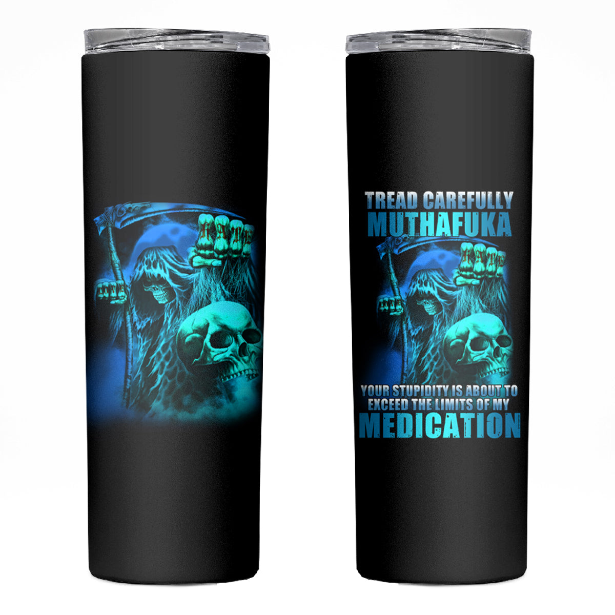 Tread Carefully Skull Skinny Tumbler - Wonder Print Shop