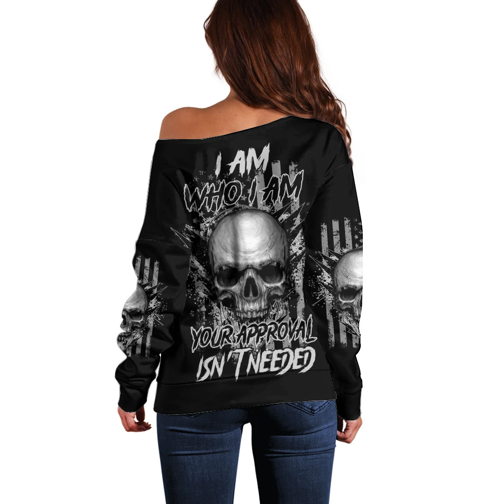 I Am Who I Am Skull Off Shoulder Sweater - Wonder Print Shop