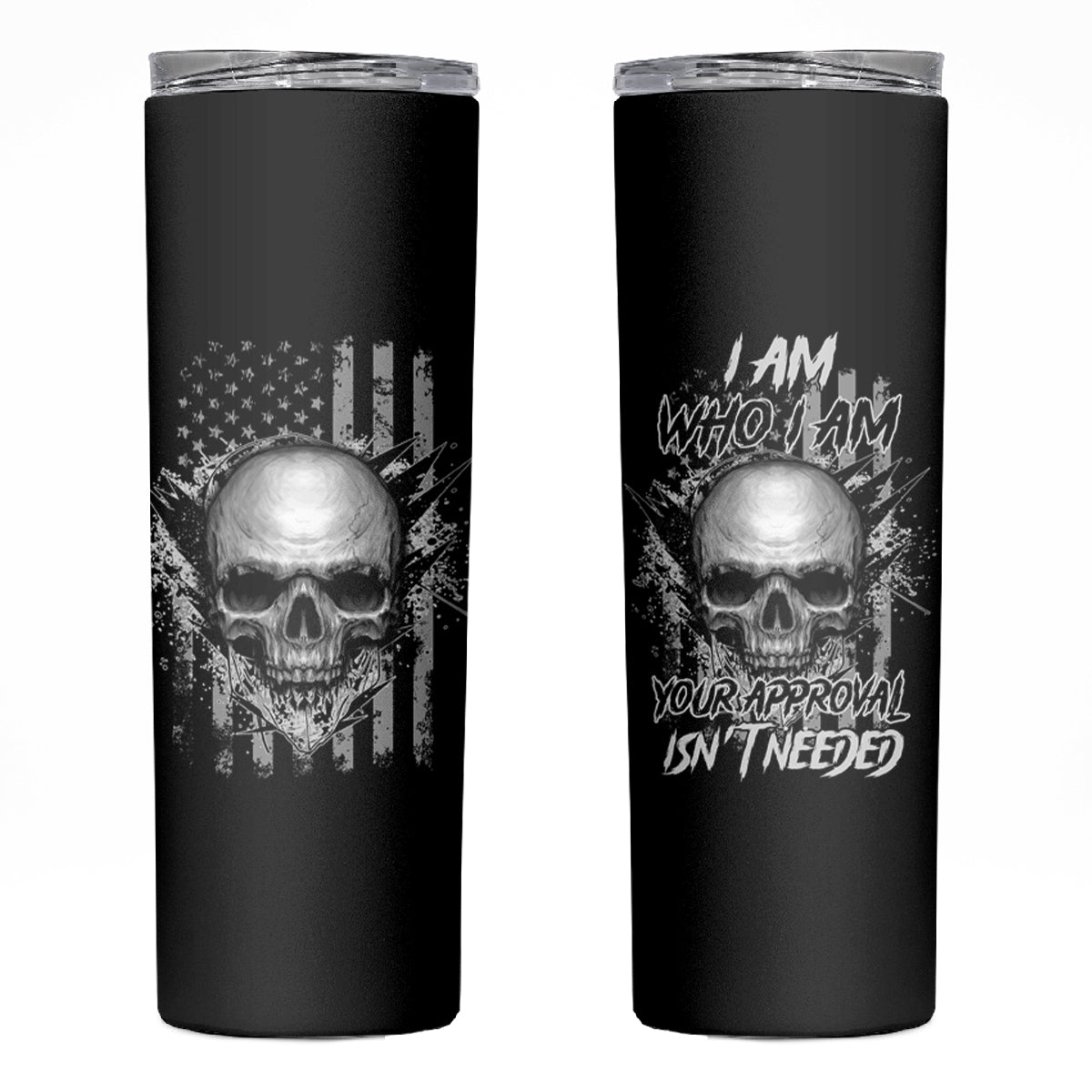 I Am Who I Am Skull Skinny Tumbler - Wonder Print Shop