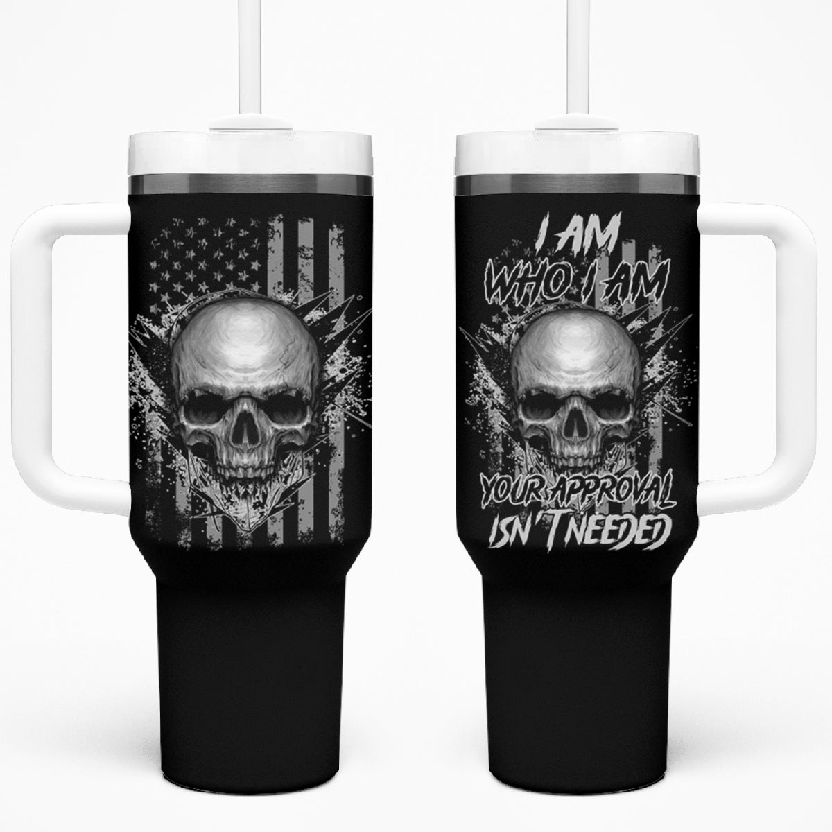 I Am Who I Am Skull Tumbler With Handle - Wonder Print Shop