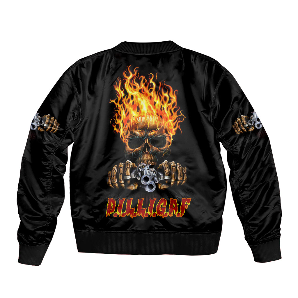 Dilligaf Flame Skull With G Bomber Jacket - Wonder Print Shop